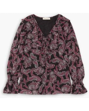 MICHAEL Michael Kors Bluse aus georgette mit paisley-print und rüschen - Rot