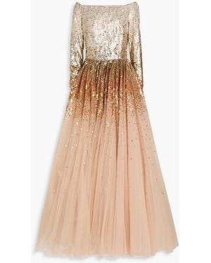Jenny Packham Embellished Tulle Gown - Natural