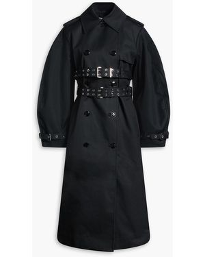 Ganni Belted Cotton-Gabardine Trench Coat - Black