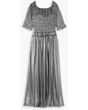 BATSHEVA Oak maxikleid aus stretch-lamé mit raffungen in -optik - Grau
