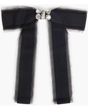 Erdem Crystal-Embellished Tulle Hair Clip - Black