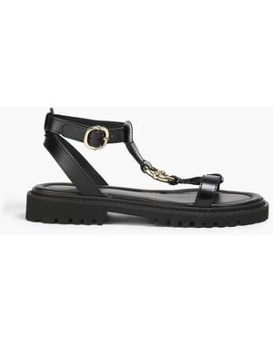 Claudie Pierlot Ring-embellished Leather Sandals - Black