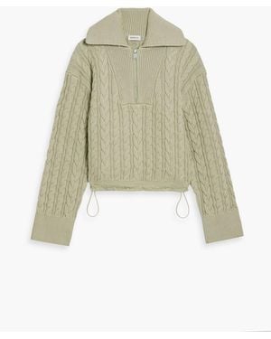 Jonathan Simkhai Lourdes Cropped Cable-Knit Cotton And Wool Half-Zip Sweater - Natural