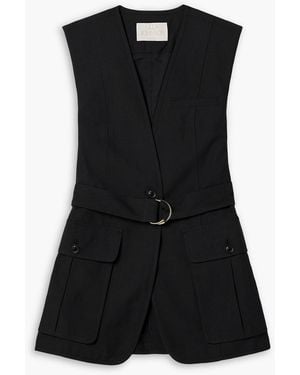 Ulla Johnson Twyla Belted Cotton And Tencel Lyocell-Blend Twill Vest - Black