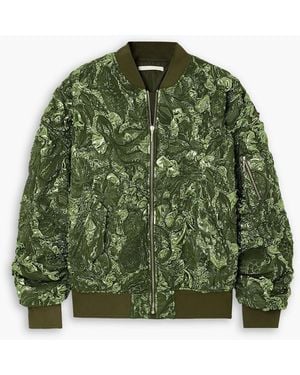 Jason Wu Metallic Woven Bomber Jacket - Green