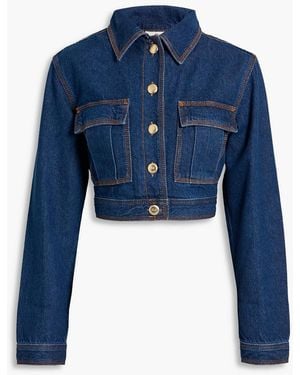 FARM Rio Cropped Denim Jacket - Blue