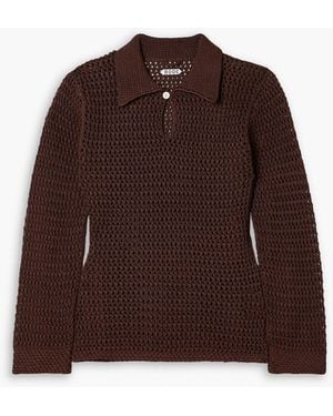 Bode Pullover "willows" aus gehäkelter baumwolle mit polokragen - Braun