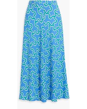 Diane von Furstenberg Florencia Printed Woven Midi Skirt - Blue
