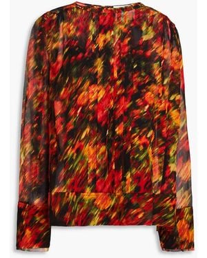 3.1 Phillip Lim Pintucked Printed Silk-georgette Blouse - Orange