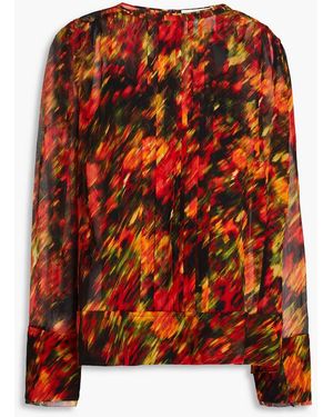 3.1 Phillip Lim Pintucked Printed Silk-georgette Blouse - Orange