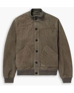MR P. Perforated Suede Harrington Jacket - Brown