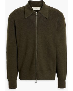 Officine Generale Tahar Ribbed Merino Wool Cardigan - Green