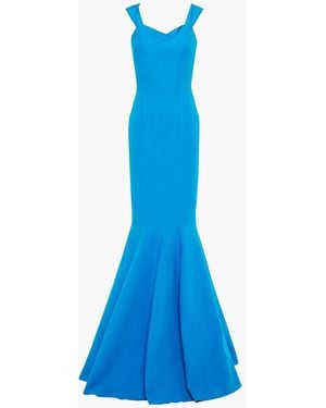 Roland Mouret Orpheus Fluted Stretch-Cotton Cady Gown - Blue