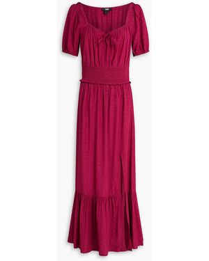 PAIGE Avonne Ruffled Floral-Jacquard Midi Dress - Red
