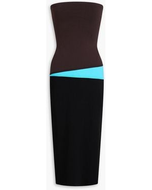 STAUD La Serena Strapless Stretch-Knit Midi Dress - Black