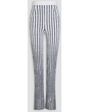 Missoni Sequin-Embellished Striped Ribbed-Knit Flared Trousers - White