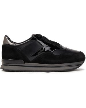 Hogan Suede-Paneled Leather Trainers - Black