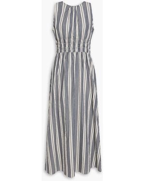 Faithfull the Brand Callista Striped Cotton Midi Dress - Grey