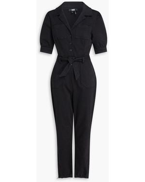 PAIGE Mayslie Cropped Belted Denim Jumpsuit - Black