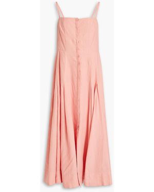 Gabriela Hearst Margritte Pleated Linen Midi Dress - Pink