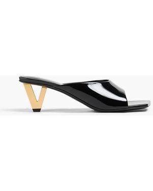 Versace V2025 Patent-Leather Mules - Black