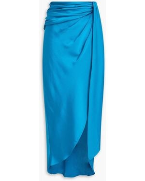 Jonathan Simkhai Draped Satin-Crepe Maxi Skirt - Blue