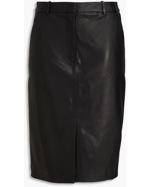 Veronica Beard Maxine Leather Midi Skirt - Black