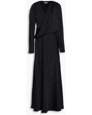 Nicholas Draped Satin Maxi Dress - Black