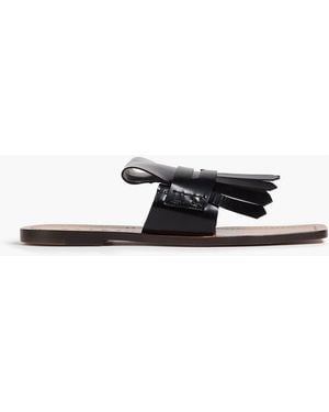 Marni Fringed Leather Sandals - Black
