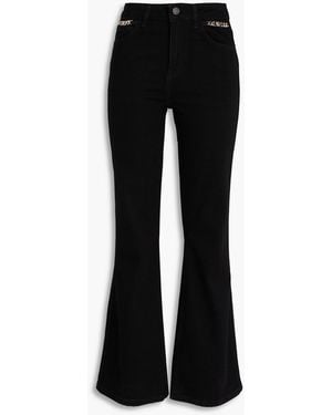 Maje Chain-Embellished High-Rise Flared Jeans - Black