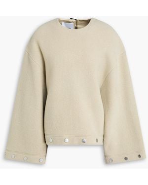 Nanushka Studded Wool-Blend Felt Top - Natural