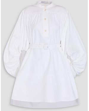 Palmer//Harding Tender Belted Piqué-trimmed Cotton-poplin Shirt Dress - White