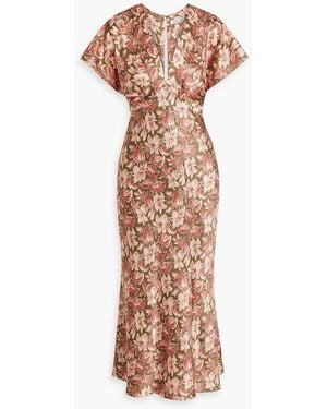 Veronica Beard Seymour Floral-Print Silk-Blend Satin Midi Dress - Pink