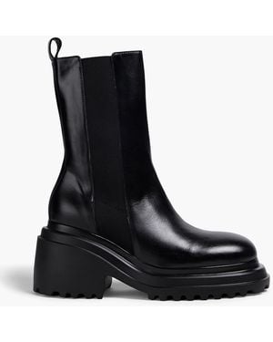 Maje Leather Chelsea Boots - Black
