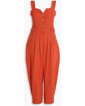 FARM Rio Cropped Cotton And Lyocell-blend Jumpsuit - Red