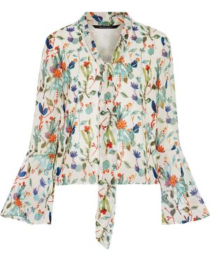 Walter Baker Karla Pussy-Bow Printed Chiffon Blouse - White