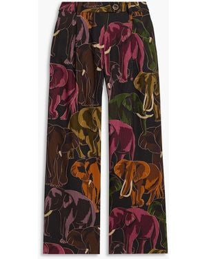 FARM Rio Printed Cotton And Lyocell-Blend Canvas Wide-Leg Pants - Red