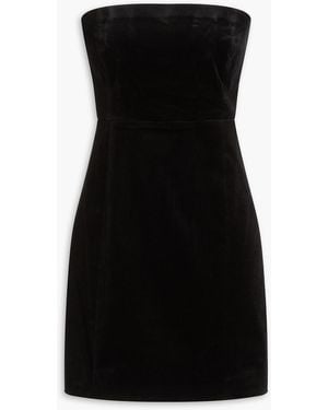 Theory Strapless Cotton-blend Velvet Mini Dress - Black