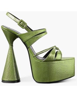 D'Accori Belle Textured-leather Platform Sandals - Green
