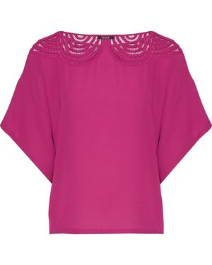 Raoul Mallow Open-Knit Paneled Crepe Top - Pink