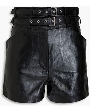 IRO Lelim Belted Leather Shorts - Black