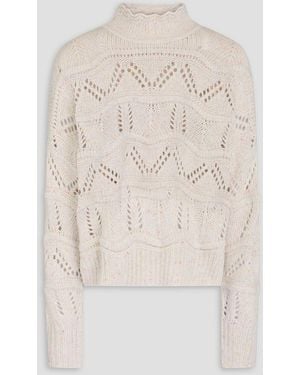 Autumn Cashmere Pointelle-Knit Cashmere Turtleneck Sweater - Natural