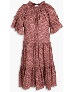 Ulla Johnson Doris Ruffled Floral-print Cotton-crepon Dress - Pink