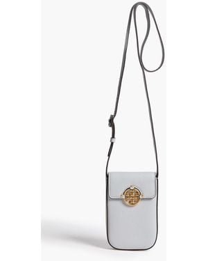 Tory Burch Miller Pebbled-Leather Phone Pouch - White