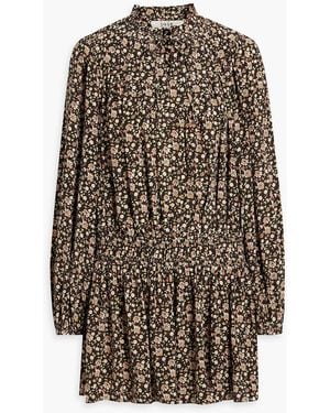 Joie Essex minikleid aus crêpe de chine aus seide mit floralem print und raffung - Braun