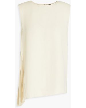 Theory Pleated Satin-Crepe Top - Natural