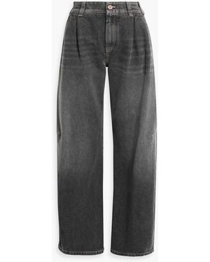 Brunello Cucinelli High-Rise Barrel-Leg Jeans - Gray