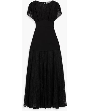 Diane von Furstenberg Leslie Crepe-Paneled Lace Maxi Dress - Black