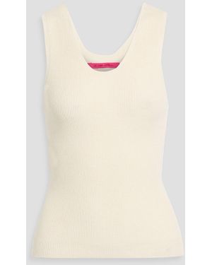 The Elder Statesman Delicash Ribbed Cashmere And Silk-Blend Tank - Natural