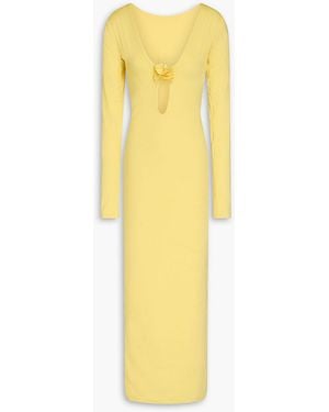 Maygel Coronel Lucir Floral-Appliquéd Stretch-Jersey Maxi Dress - Yellow